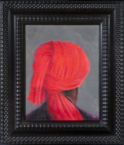 Red Turban on Grey, 2014 by Lincoln Seligman